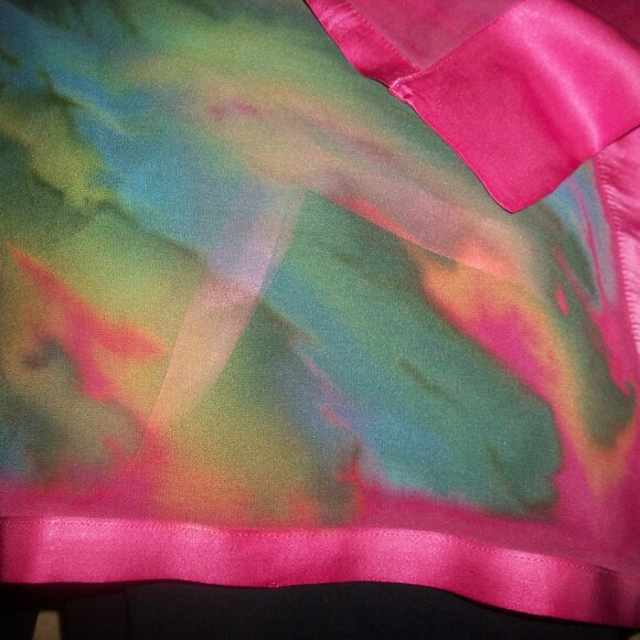 Vtg Hand-Dyed Silk Chiffon & Satin Foulard Scarf Shawl 70" X 15" - Picture 7 of 11